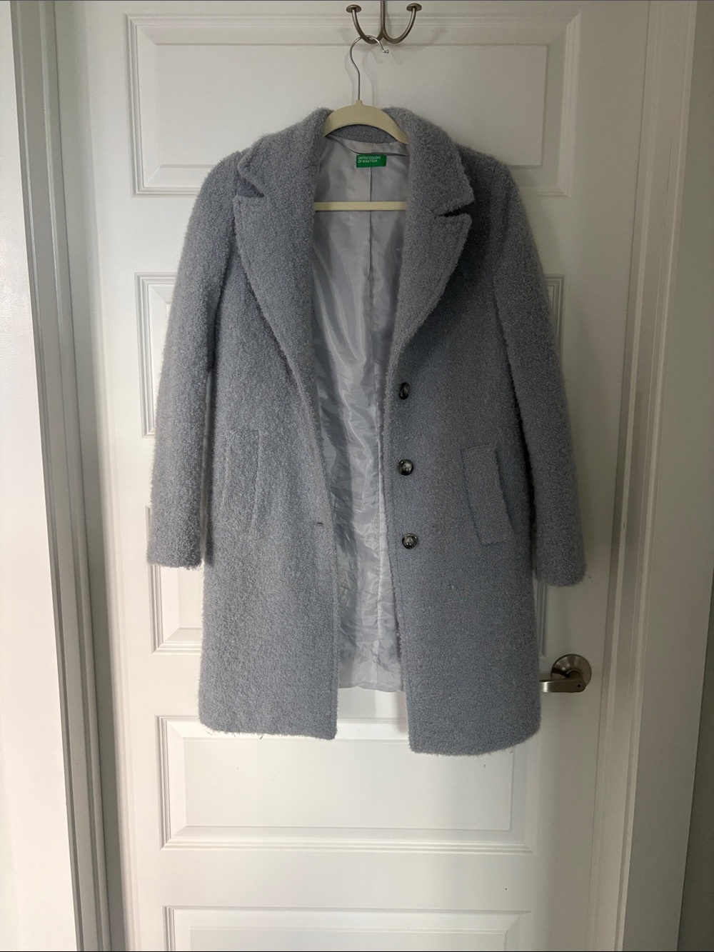 Light blue Bouclé Coat - Classic Women's Overcoat